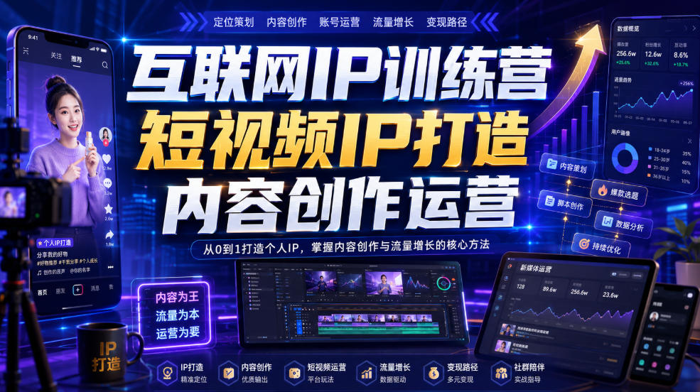 互联网IP训练营,短视频IP打造,内容创作运营-网赚副业网