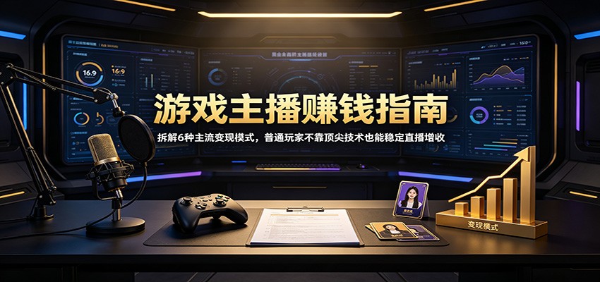 游戏主播赚钱指南：拆解6种主流变现模式，普通玩家不靠顶尖技术也能稳定直播增收-网赚副业网