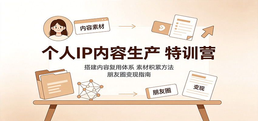 个人IP内容生产特训营:搭建内容复用体系,素材积累方法,朋友圈变现指南插图 个人IP内容生产特训营:搭建内容复用体系,素材积累方法,朋友圈变现指南插图