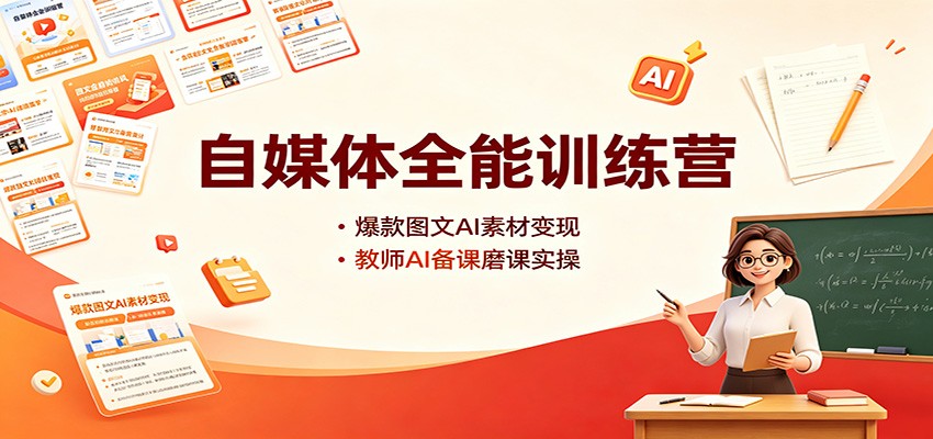 自媒体全能训练营:爆款图文AI素材变现,教师AI备课磨课实操-网赚副业网