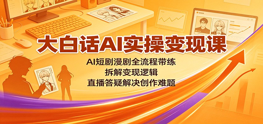 大白话AI实操变现课:AI短剧漫剧全流程带练,拆解变现逻辑,直播答疑解决创作难题-网赚副业网