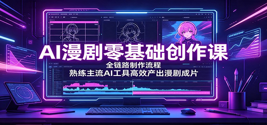 AI漫剧零基础创作课:全链路制作流程,熟练主流AI工具高效产出漫剧成片插图 AI漫剧零基础创作课:全链路制作流程,熟练主流AI工具高效产出漫剧成片插图