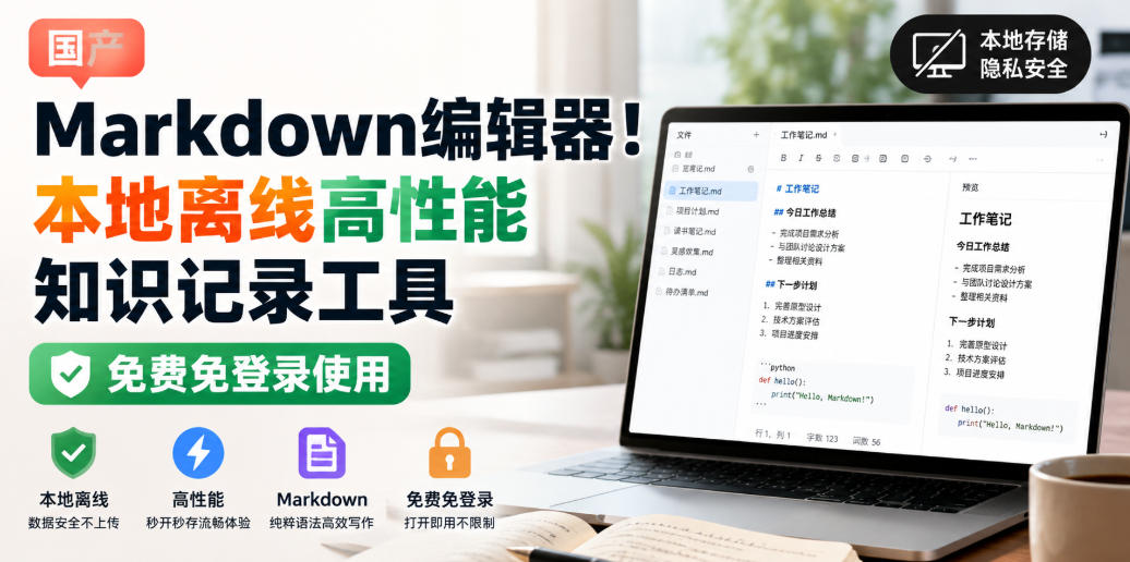 国产Markdown编辑器!本地离线高性能知识记录工具,免费免登录使用-网赚副业网