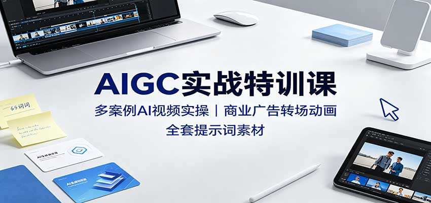AIGC实战特训课：多案例AI视频实操，商业广告转场动画，全套提示词素材-网赚副业网