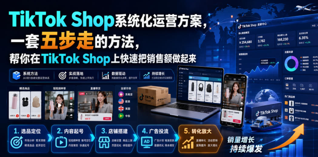 TikTok Shop系统化运营方案,一套五步走的方法,帮你在TikTok Shop上快速把销售额做起来【原创双语字幕】插图 TikTok Shop系统化运营方案,一套五步走的方法,帮你在TikTok Shop上快速把销售额做起来【原创双语字幕】插图