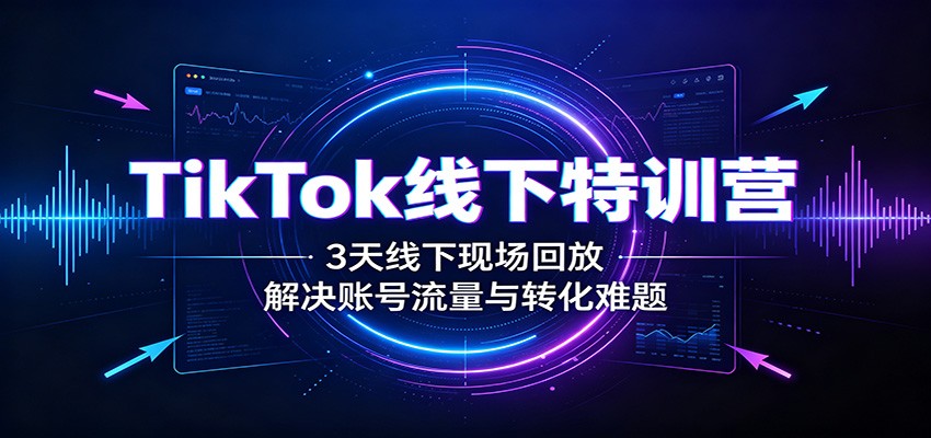 TikTok线下特训营:3天线下现场回放,解决账号流量与转化难题-网赚副业网