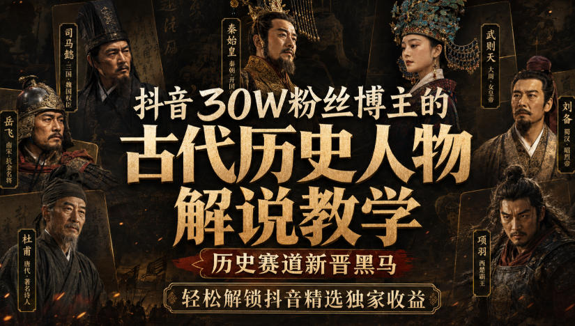 抖音30W粉丝博主的古代历史人物解说教学,历史赛道新晋黑马,轻松解锁抖音精选独家收益插图 抖音30W粉丝博主的古代历史人物解说教学,历史赛道新晋黑马,轻松解锁抖音精选独家收益插图