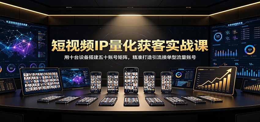 短视频IP量化获客实战课:用十台设备搭建五十账号矩阵,精准打造引流接单型流量账号-网赚副业网