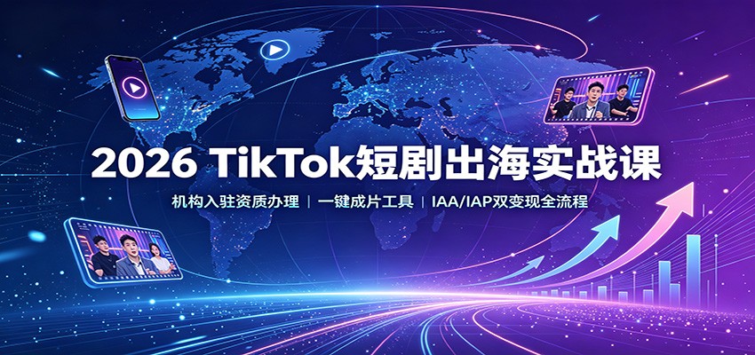 2026 TikTok短剧出海实战课:机构入驻资质办理,一键成片工具,IAA/IAP双变现全流程-网赚副业网