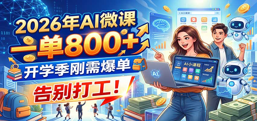 2026年AI微课,一单800+,开学季刚需爆单,告别打工!-网赚副业网