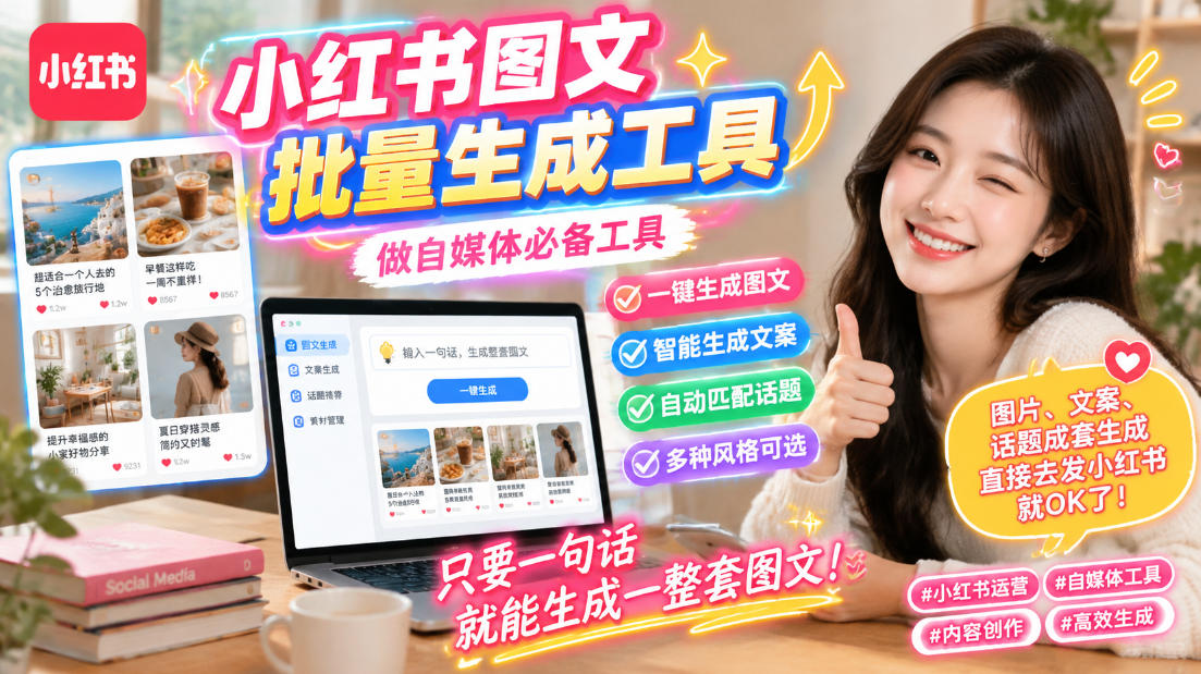 (20300期)小红书图文批量生成工具,话题、文案、配图一键生成,直接发布,做自媒体必备工具插图1 (20300期)小红书图文批量生成工具,话题、文案、配图一键生成,直接发布,做自媒体必备工具插图1