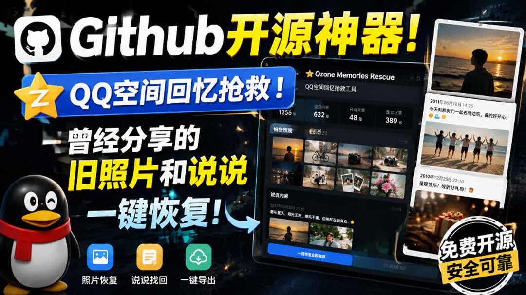 （20181期）Github开源神器！QQ空间回忆抢救！曾经分享的旧照片和说说一键恢复！插图1