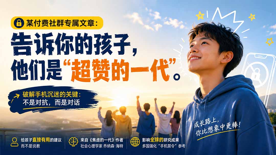 (20222期)某付费社群专属文章:告诉你的孩子,他们是“超赞的一代”。-网赚副业网