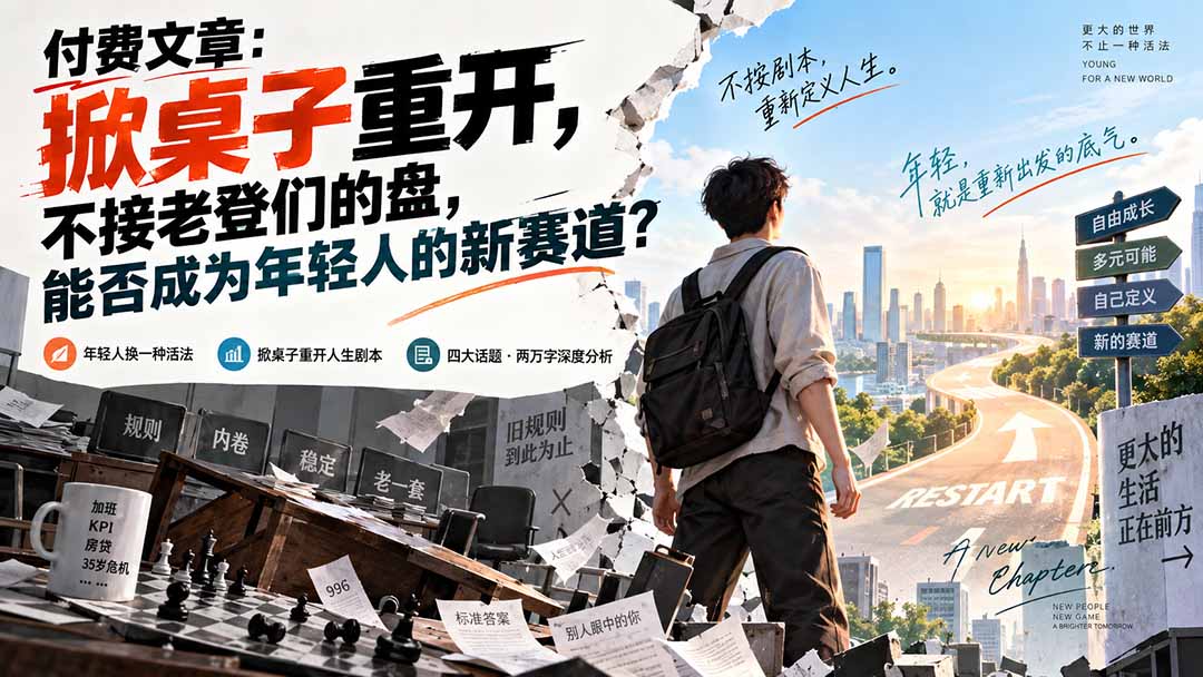(20557期)付费文章:掀桌子重开,不接老登们的盘,能否成为年轻人的新赛道?插图 (20557期)付费文章:掀桌子重开,不接老登们的盘,能否成为年轻人的新赛道?插图