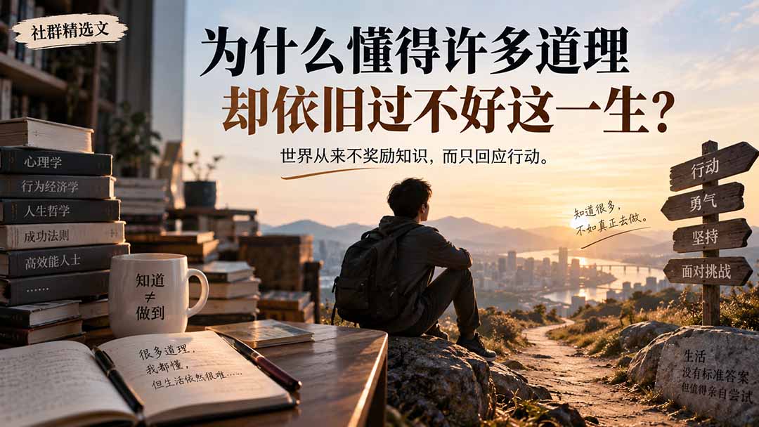 (20462期)社群精选文:为什么懂得许多道理却依旧过不好这一生?-网赚副业网