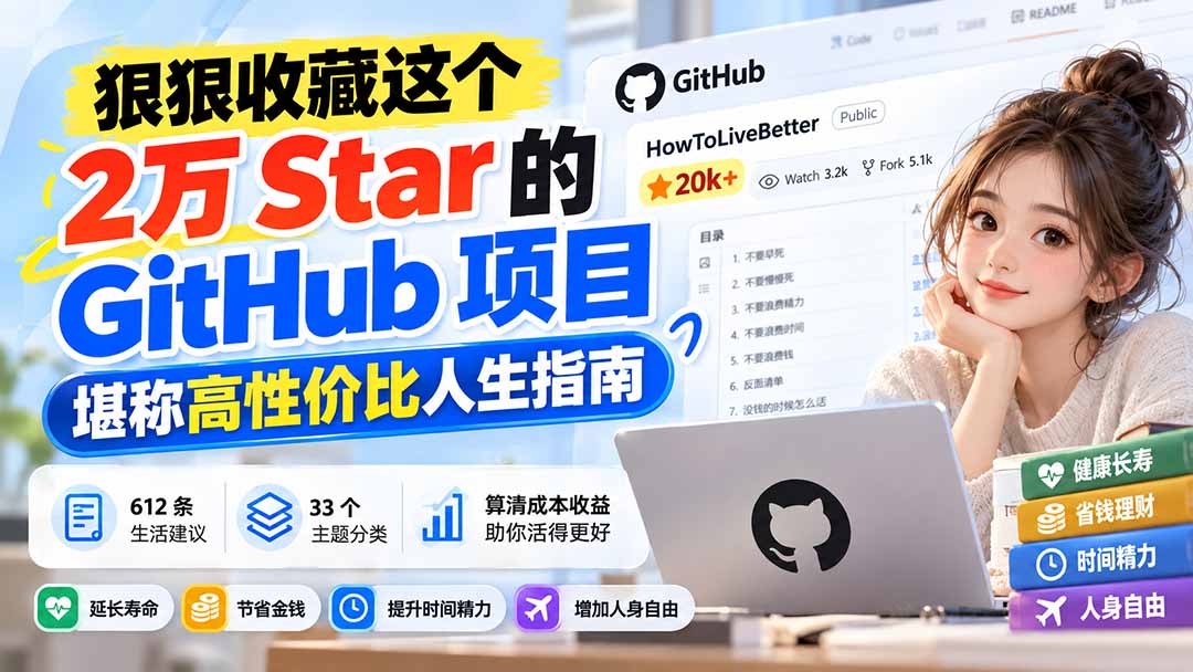 （20726期）狠狠收藏这个 2 万 Star 的 GitHub 项目，堪称高性价比人生指南。-网赚副业网