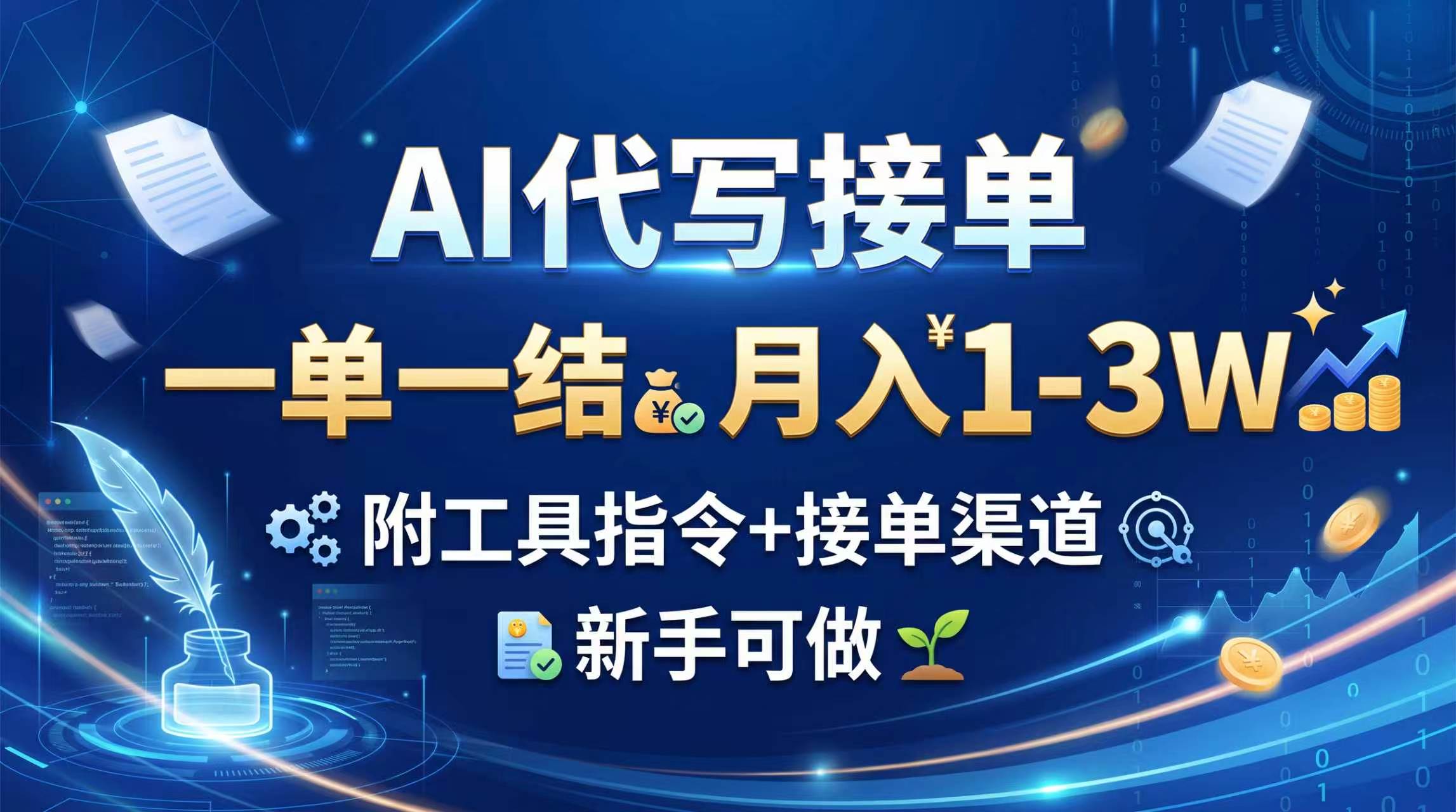 （20343期）AI代写接单，一单一结，月入1-3W，附工具指令+接单渠道，新手可做-网赚副业网