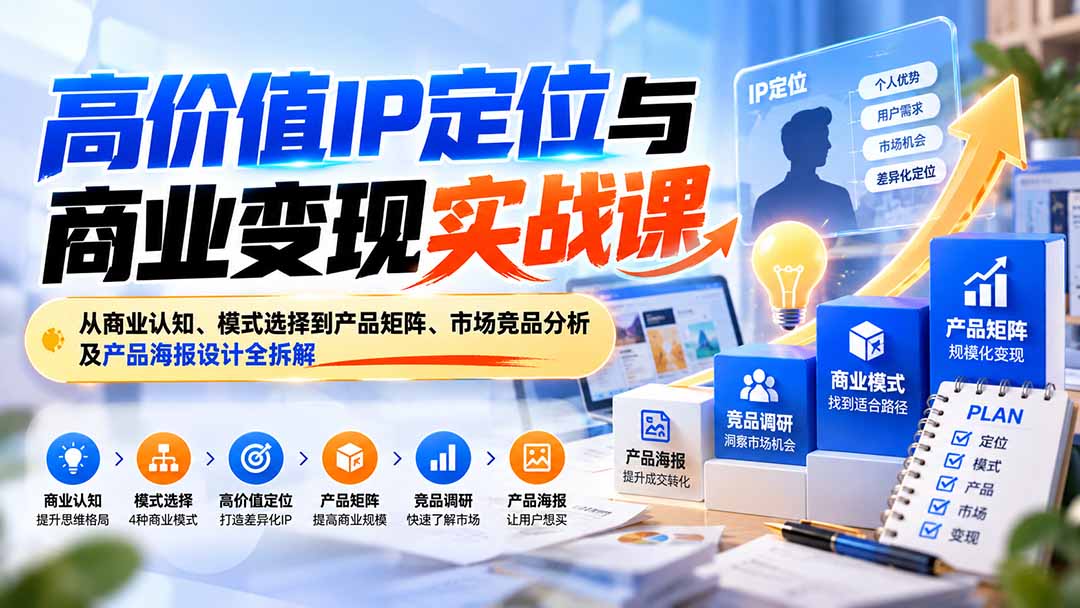 （20715期）高价值IP定位与商业变现实战课：从商业认知、模式选择到产品矩阵、市场竞品分析及产品海报设计全拆解插图1