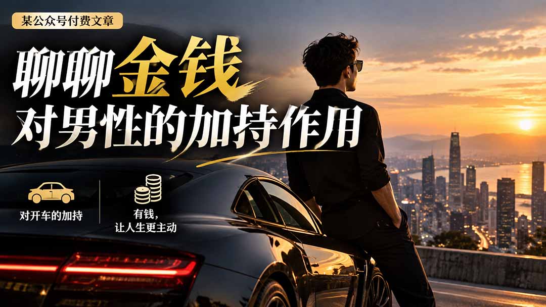 （20627期）【无水印】某公众号付费文章：聊聊金钱对男性的加持作用-网赚副业网