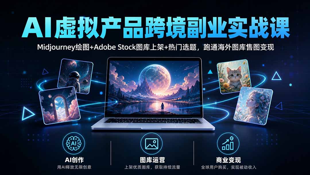 (20514期)AI虚拟产品跨境副业实战课|Midjourney绘图+Adobe Stock图库上架+热门选题,跑通海外图库售图变现-网赚副业网