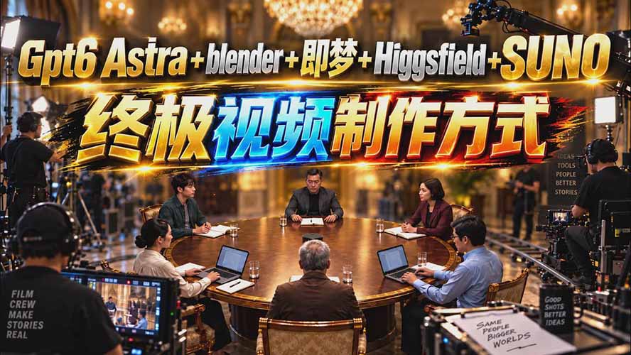 (20588期)GPT-6 Astra+Blender+即梦+Higgsfield+Suno=终极视频制作方式(无水印)-网赚副业网