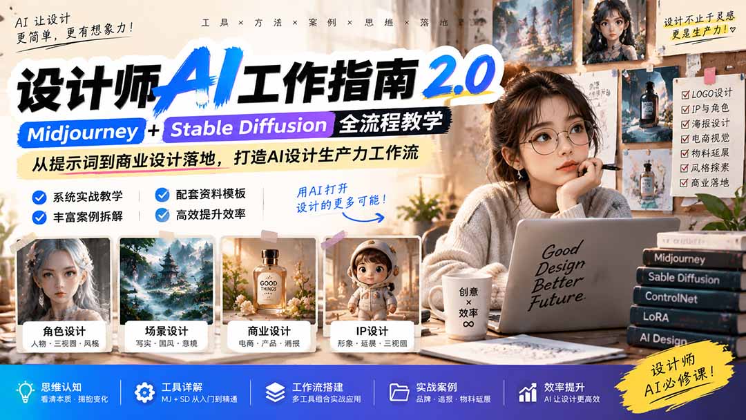 (20562期)《设计师AI工作指南 2.0》-无水印课:从思维落地,解锁 AI 设计生产力插图1 (20562期)《设计师AI工作指南 2.0》-无水印课:从思维落地,解锁 AI 设计生产力插图1