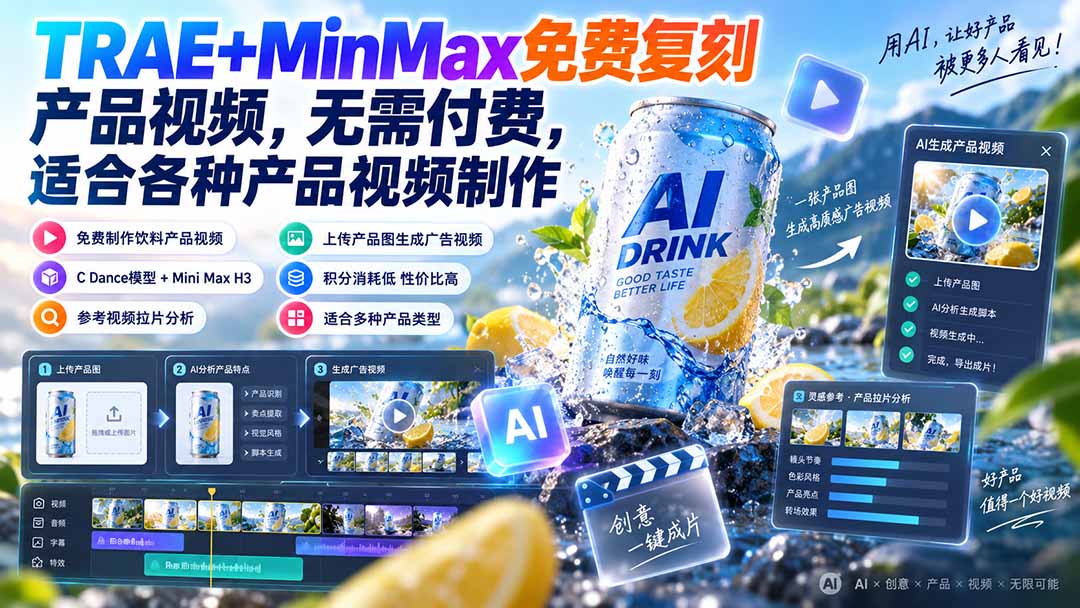 （20362期）TRAE+MinMax免费复刻产品视频，无需付费，适合各种产品视频制作插图1