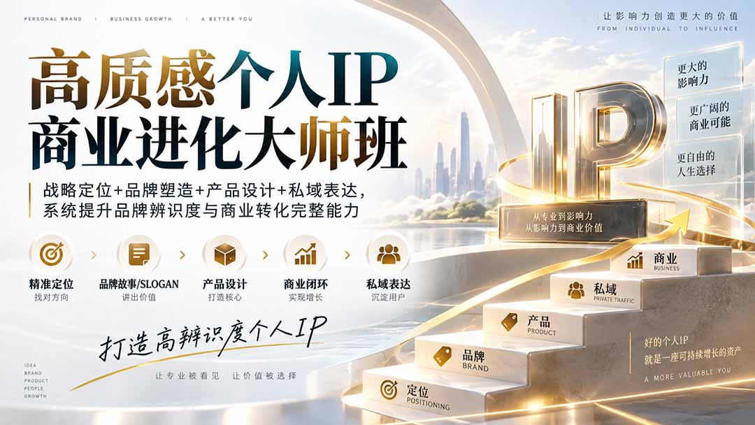 (20324期)高质感个人IP商业进化大师班:战略定位+品牌塑造+产品设计+私域表达,系统提升品牌辨识度与商业转化完整能力-网赚副业网