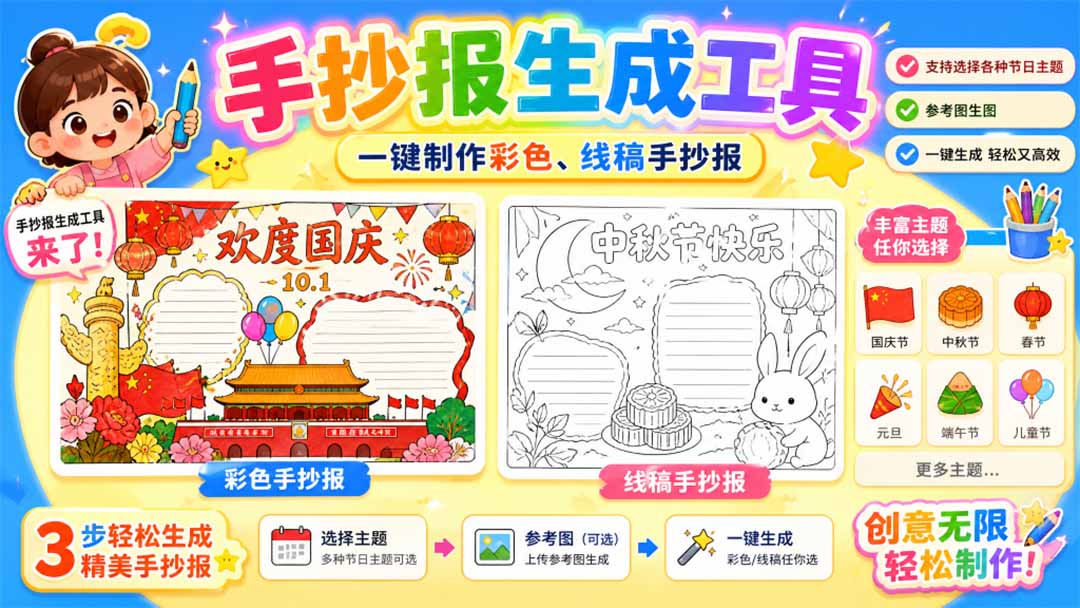 (20265期)手抄报批量生成工具来了,完全免费,告别豆包生图,这个高清无水印插图1 (20265期)手抄报批量生成工具来了,完全免费,告别豆包生图,这个高清无水印插图1