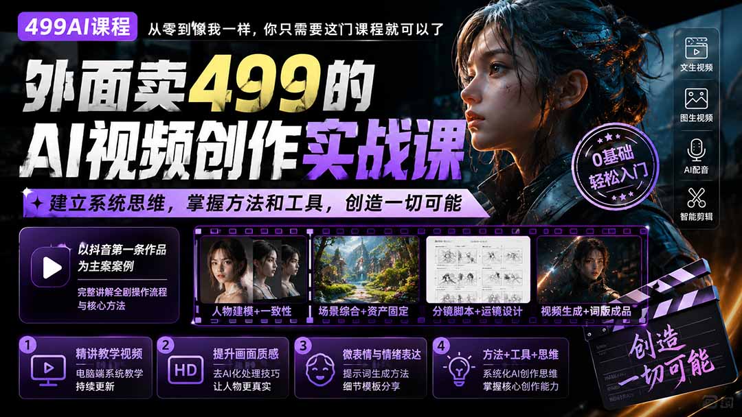 (20307期)外面卖499的AI视频创作实战课:建立系统思维,掌握方法和工具,创造一切可能。插图1 (20307期)外面卖499的AI视频创作实战课:建立系统思维,掌握方法和工具,创造一切可能。插图1