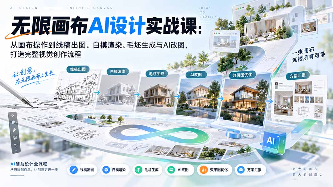 (20612期)【无水印】无限画布AI设计实战课-更新:从画布操作到线稿出图、白模渲染、毛坯生成与AI改图,打造完整视觉创作流程-网赚副业网