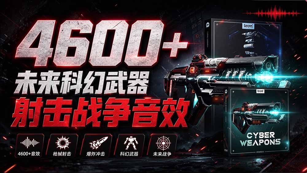 （20696期）顶级音效合集！4600+种未来科幻武器开枪射击战斗音效素材合集，全部中文汉化 Boom Library – Cyber W-网赚副业网