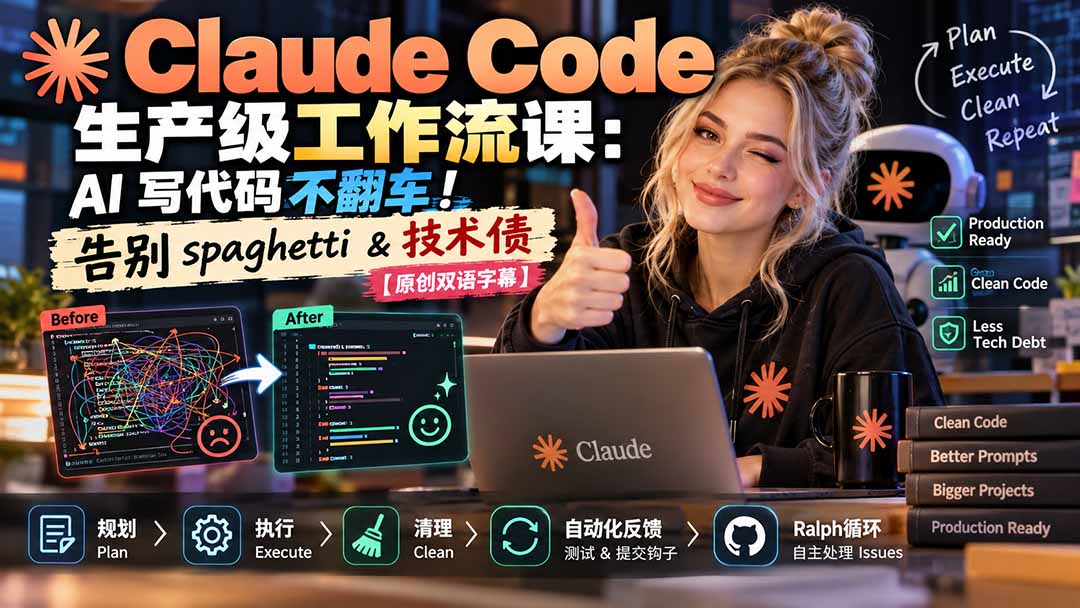 (20739期)Claude Code 生产级工作流课:AI 写代码不翻车!告别 spaghetti & 技术债【原创双语字幕】-网赚副业网