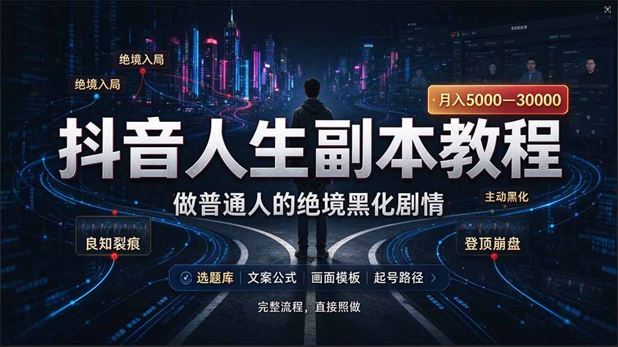 (20734期)抖音爆火AI人生副本赛道,28作品涨粉33万粉丝,看完自己便可产出爆款-网赚副业网