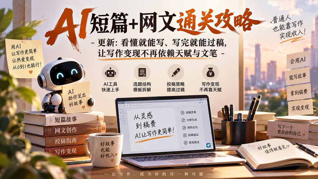 （20578期）AI短篇+网文通关攻略-更新0921：看懂就能写、写完就能过稿，让写作变现不再依赖天赋与文笔-网赚副业网