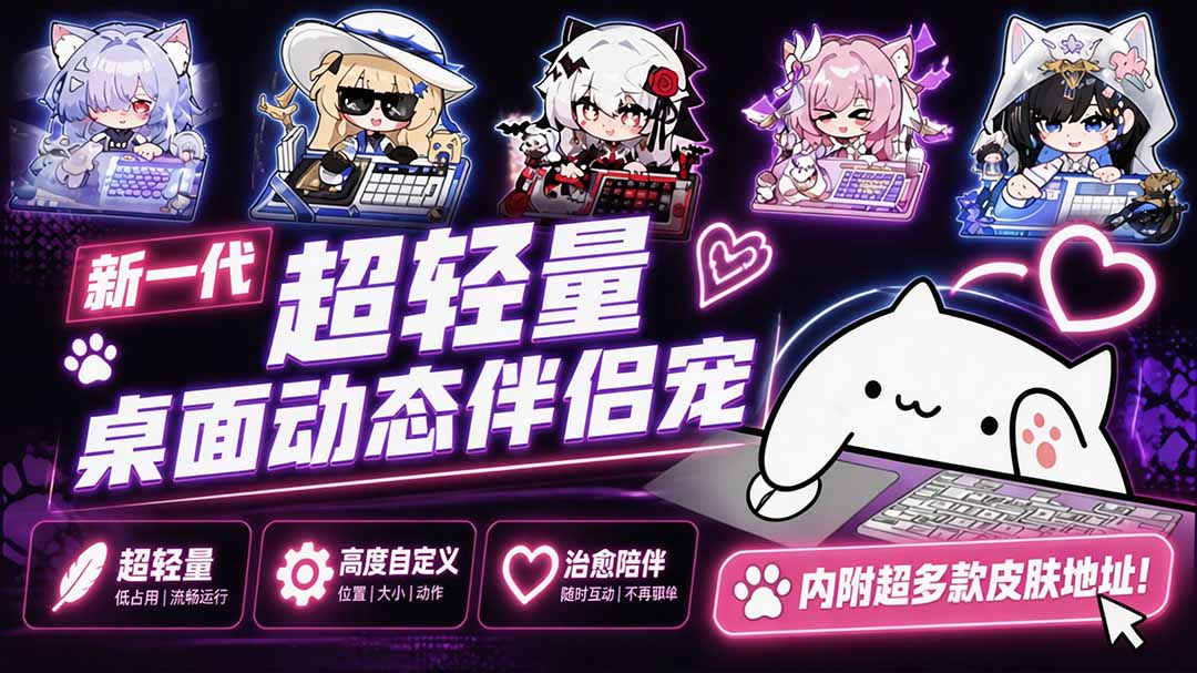 (20293期)开源免费用!新一代超轻量桌面动态伴侣宠,体验更美观,更丝滑,内附超多款皮肤地址,BongoCat-网赚副业网