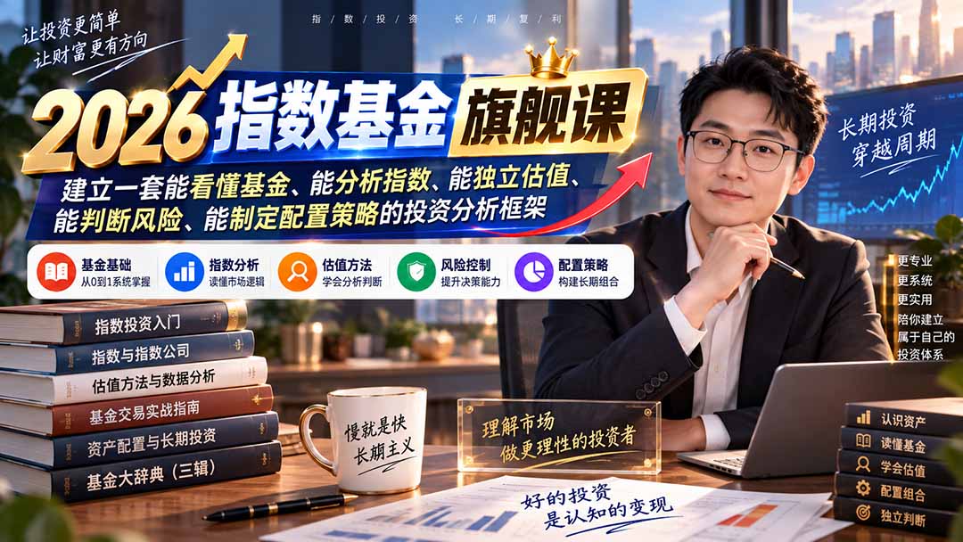(20298期)2026指数基金旗舰课|建立一套能看懂基金、能分析指数、能独立估值、能判断风险、能制定配置策略的投资分析框架-网赚副业网
