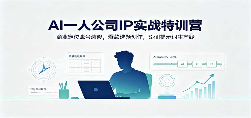 AI一人公司IP实战特训营:商业定位账号装修,爆款选题创作,Skill提示词生产线-网赚副业网