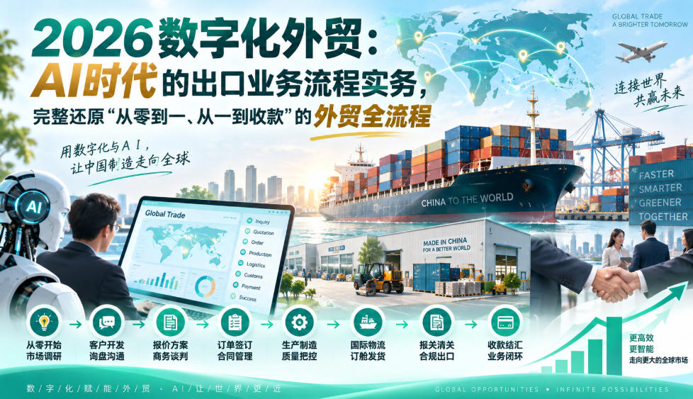 2026数字化外贸:AI时代的出口业务流程实务,完整还原”从零到一、从一到收款”的外贸全流程-网赚副业网