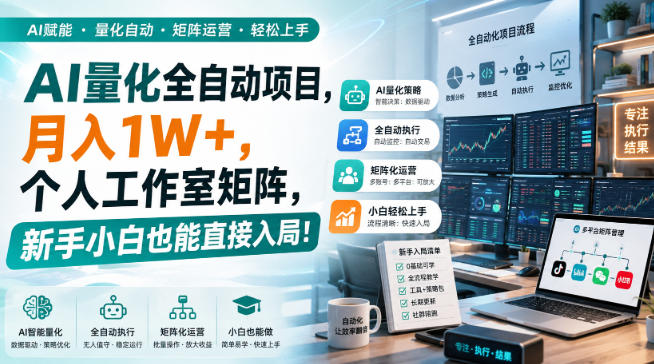 （20270期）AI黄金量化玩法，新手低成本入局的最佳跳板，月收益轻松万元！-网赚副业网
