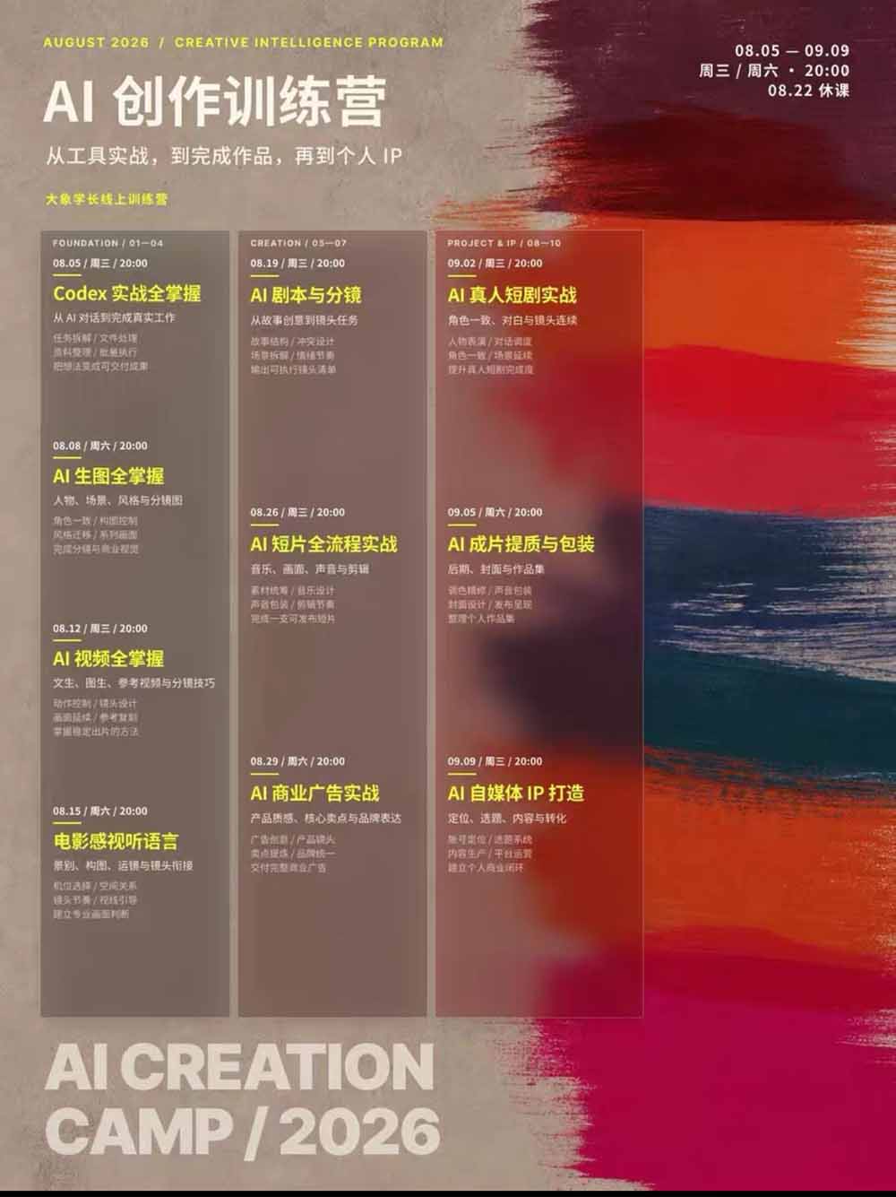 (20259期)AI+创作训练营26年第5期-更新:从Codex、AI生图视频到剧本分镜与电影感短片,跑通个人IP商业闭环插图2 (20259期)AI+创作训练营26年第5期-更新:从Codex、AI生图视频到剧本分镜与电影感短片,跑通个人IP商业闭环插图2