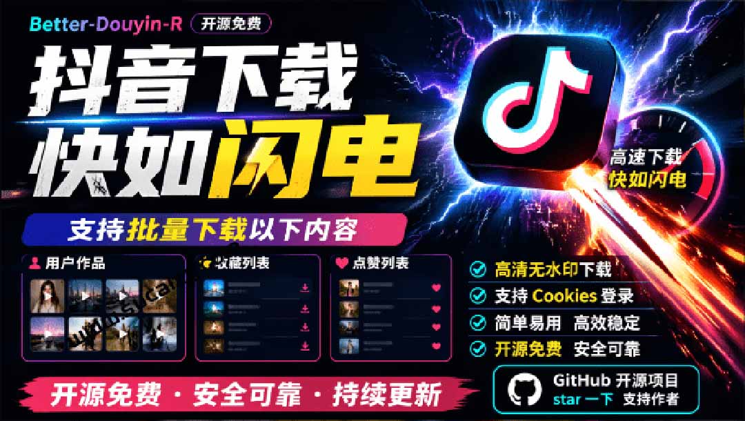 (20511期)超级好用!D音视频下载神器,支持批量下载用户作品收藏列表和点赞列表,开源免费 Better-douyin-R-网赚副业网