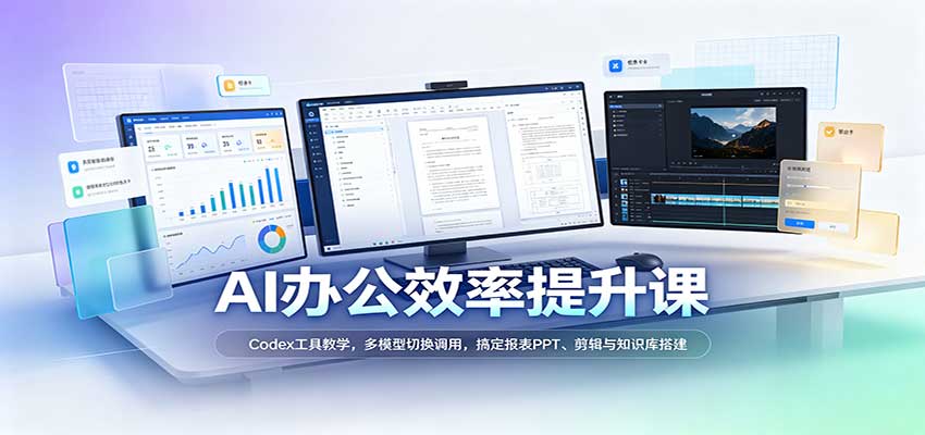 AI办公效率提升课:Codex工具教学,多模型切换调用,搞定报表PPT、剪辑与知识库搭建-网赚副业网