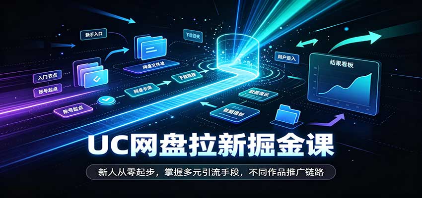 UC网盘拉新掘金课:新人从零起步,掌握多元引流手段,不同作品推广链路-网赚副业网