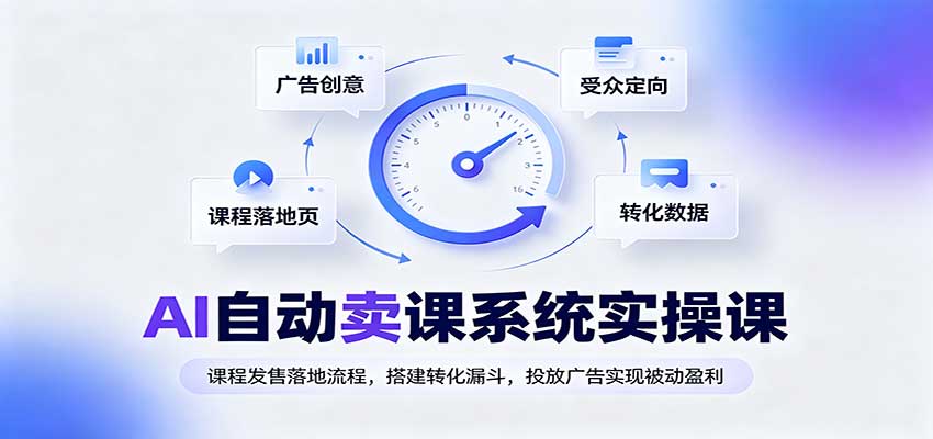 AI自动卖课系统实操课:课程发售落地流程,搭建转化漏斗,投放广告实现被动盈利-网赚副业网
