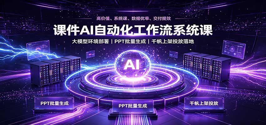 课件AI自动化工作流系统课:大模型环境部署,PPT批量生成,千帆上架投放落地-网赚副业网