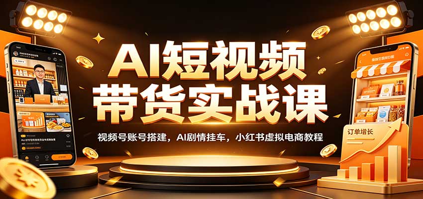 AI短视频带货实战课:视频号账号搭建,AI剧情挂车,小红书虚拟电商教程-网赚副业网