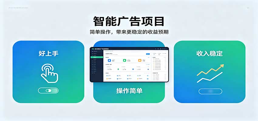 智能广告挂机项目,操作简单上手快,收益稳定可持续。稳定日入300+-网赚副业网