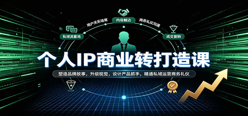 个人IP商业打造课:塑造品牌故事,升级视觉,设计产品抓手,精通私域运营商务礼仪-网赚副业网