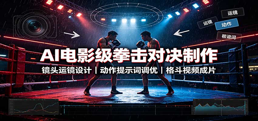 AI电影级拳击对决制作:镜头运镜设计,动作提示词调优,格斗视频成片-网赚副业网